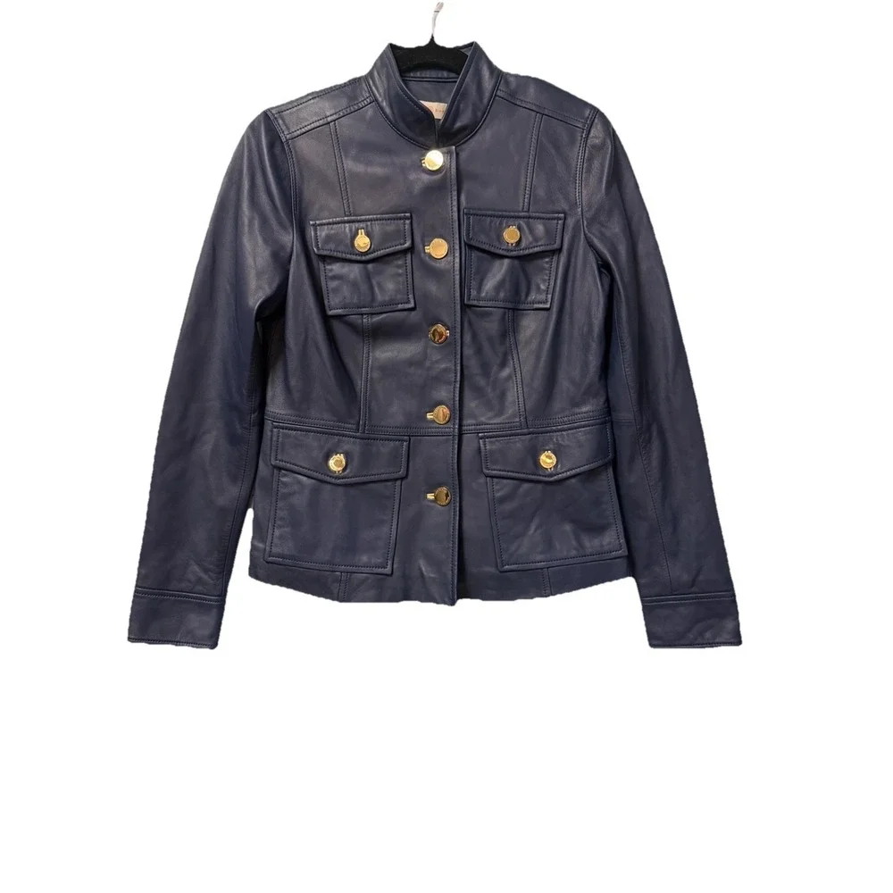 Luxurious Tory Burch Future VTG Lambskin Buttery Soft Military Field Jacket Sz 4